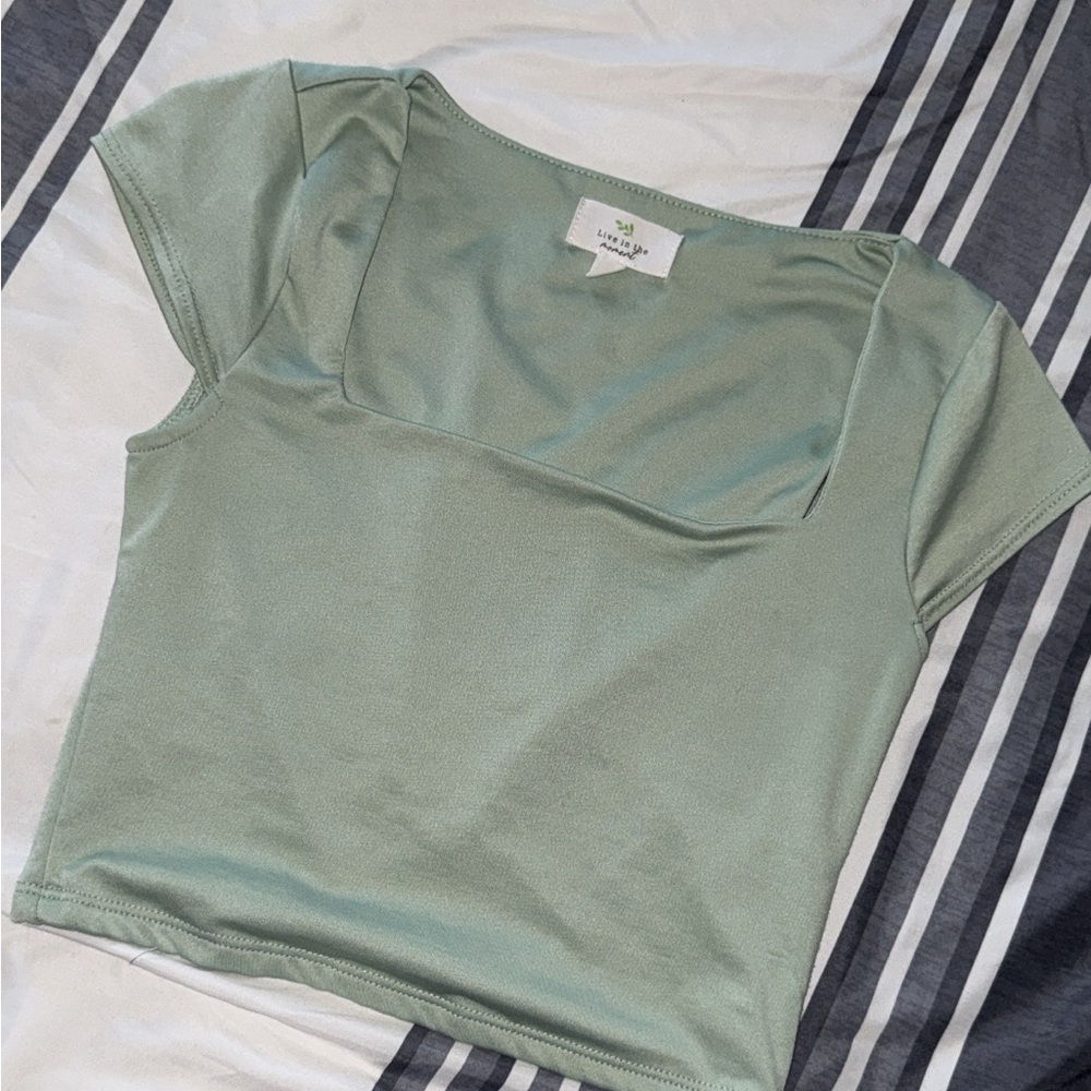 Love Tree Sage Green Crop Top